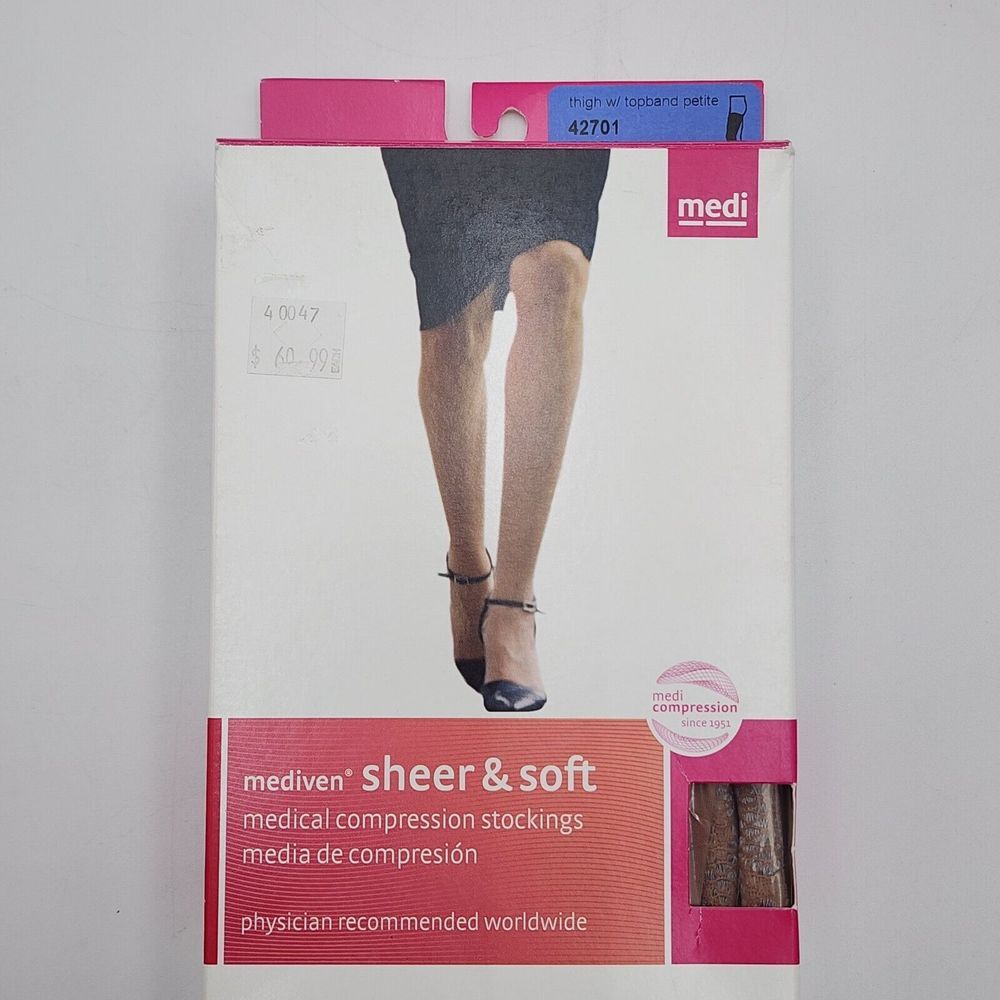 Mediven Sheer & Soft Thigh Topband Petite Lace‎ 15-20 Natural Size I Closed Toe